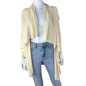 Theory Cream Wool Sweater Cardigan Size L C0314